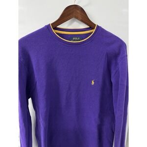 Polo Ralph Lauren Cotton Thermal Waffle Knit Sweatshirt Purple‎ Mens XL Utility